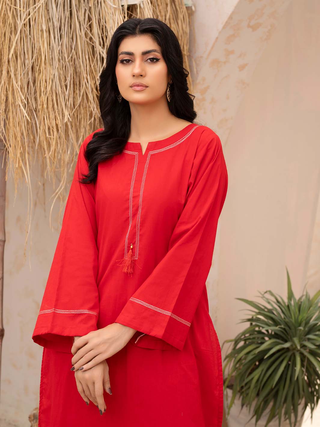 Red Arabic Lawn Co-Ord