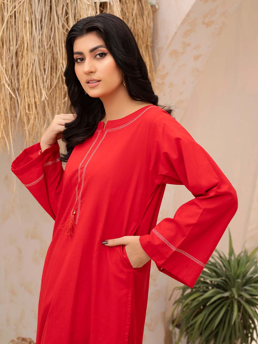 Red Arabic Lawn Co-Ord