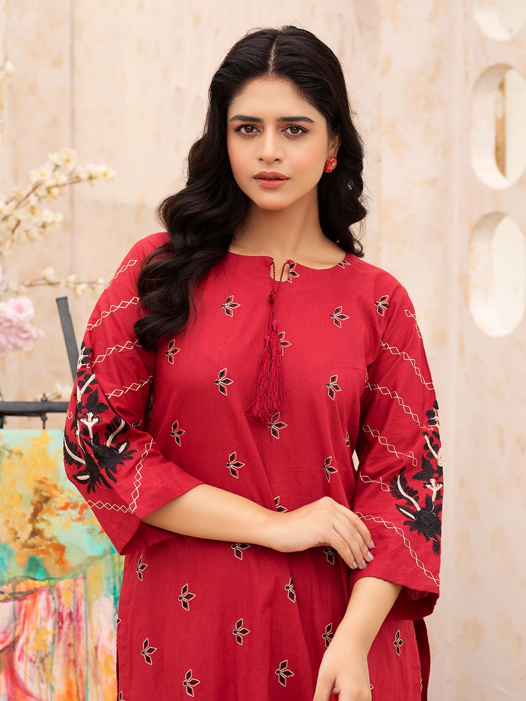 Maroon Embroidered Lawn Suit