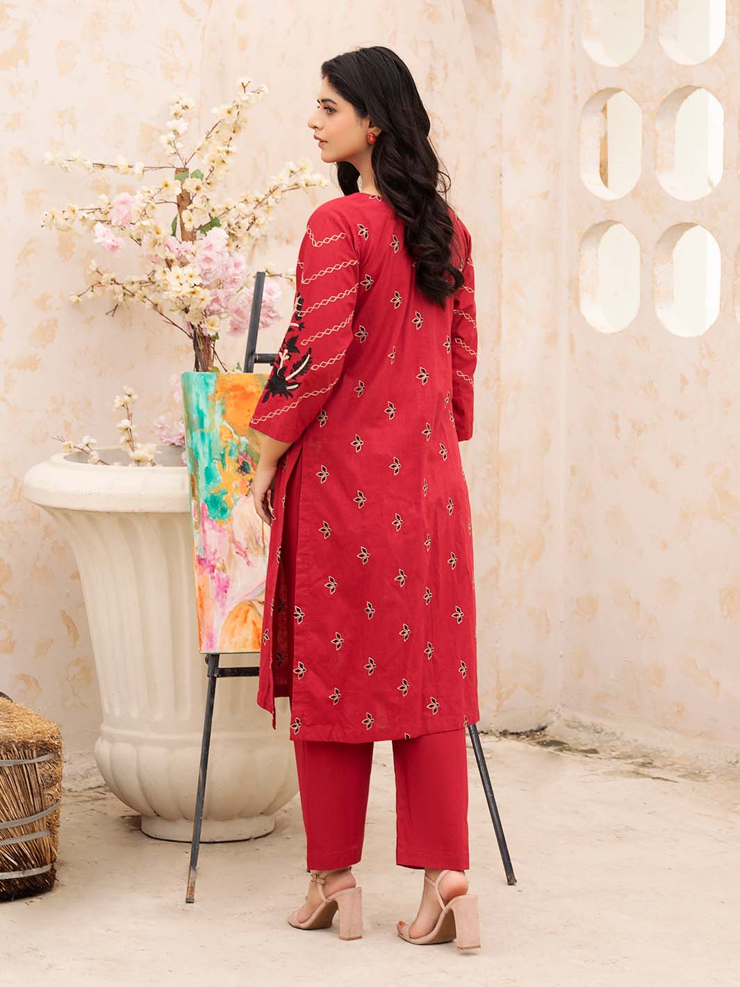 Maroon Embroidered Lawn Suit