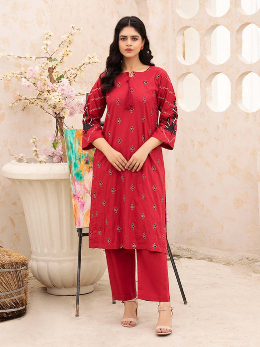 Maroon Embroidered Lawn Suit