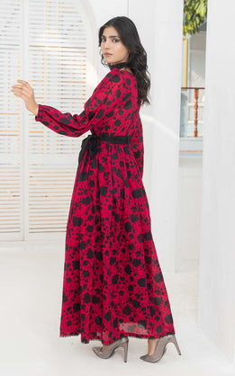 Red Printed Lawn Maxi