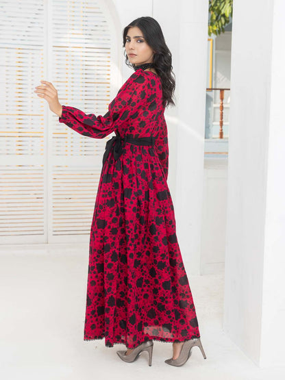 Red Printed Lawn Maxi