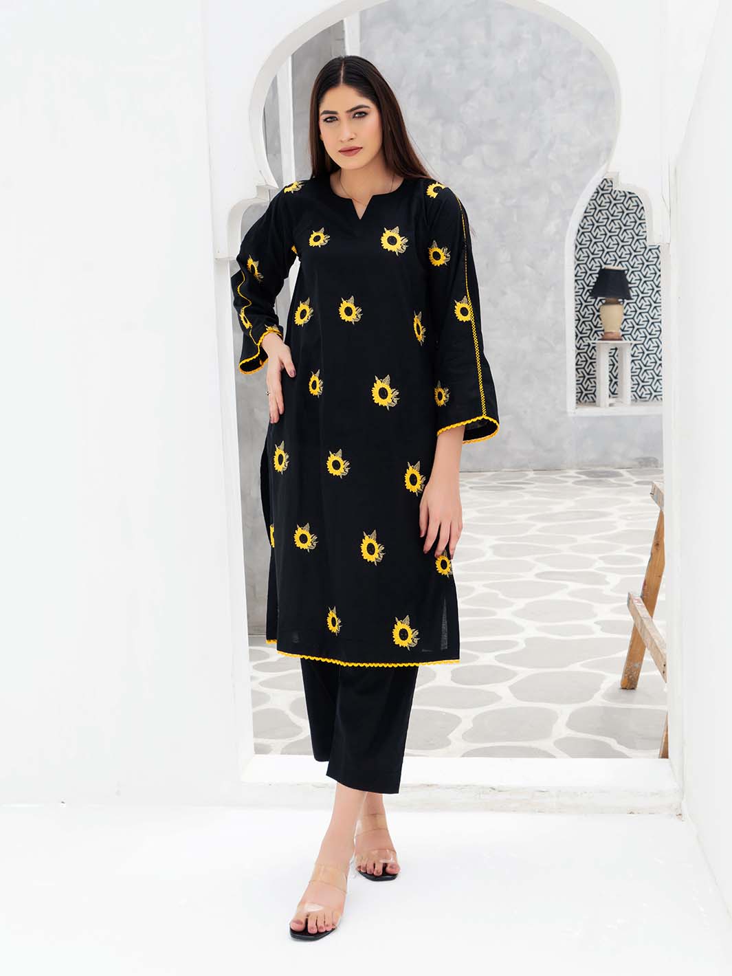 Sunflower Embroidered Lawn Suit