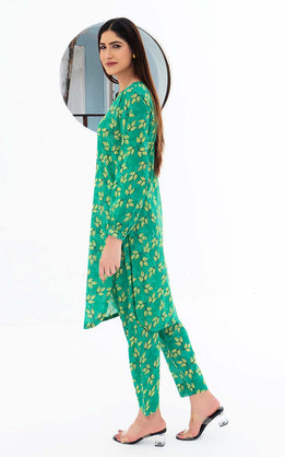 Green Printed Lawn Co-Ord