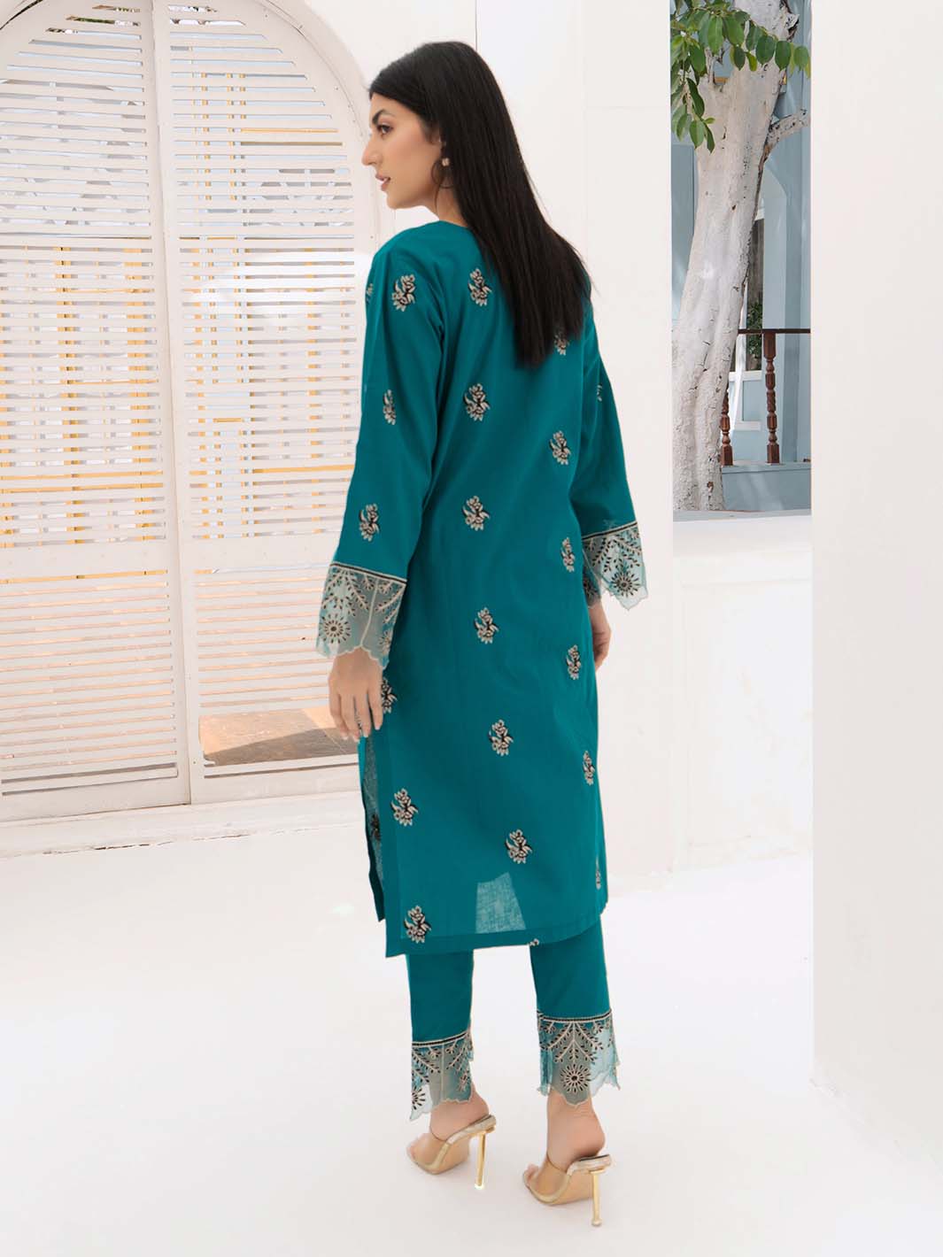 Green Embroidered Lawn Suit
