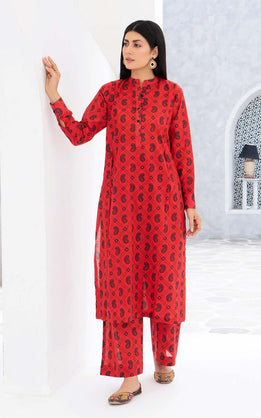 Red Printed Lawn Co-Ord