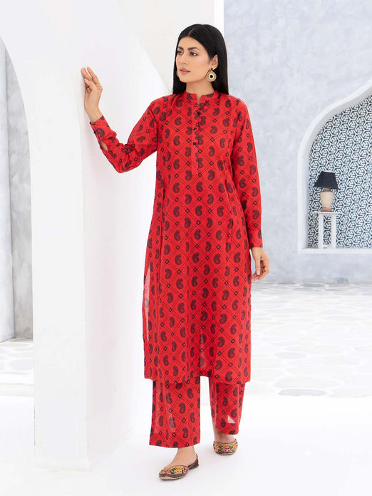 Red Printed Lawn Co-Ord