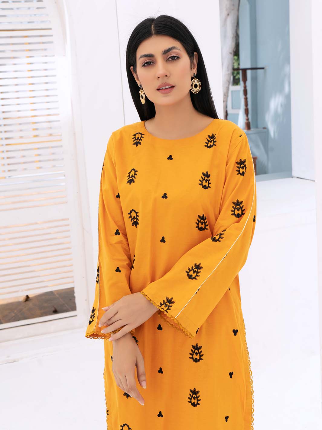 Mustard  Embroidered Lawn Co Ord