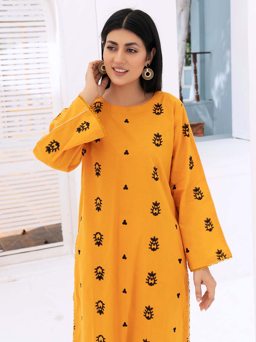 Mustard  Embroidered Lawn Co Ord