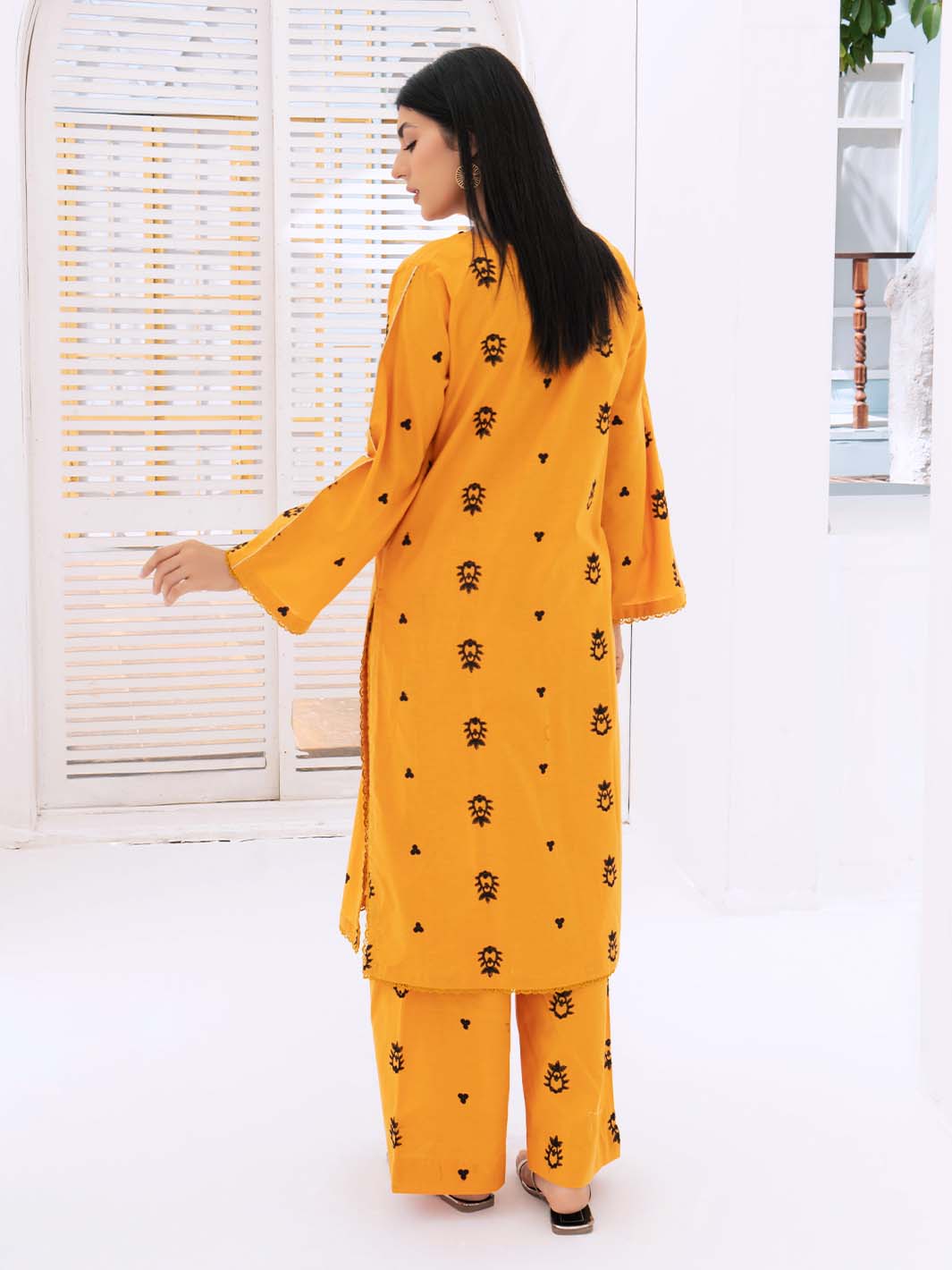 Mustard  Embroidered Lawn Co Ord