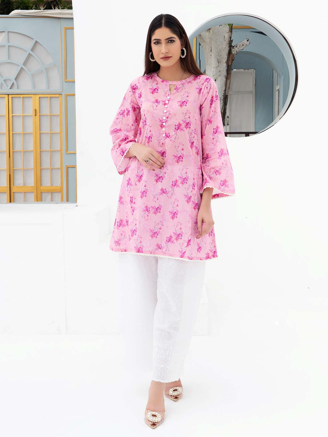 Pink Printed Lawn Co-Ord