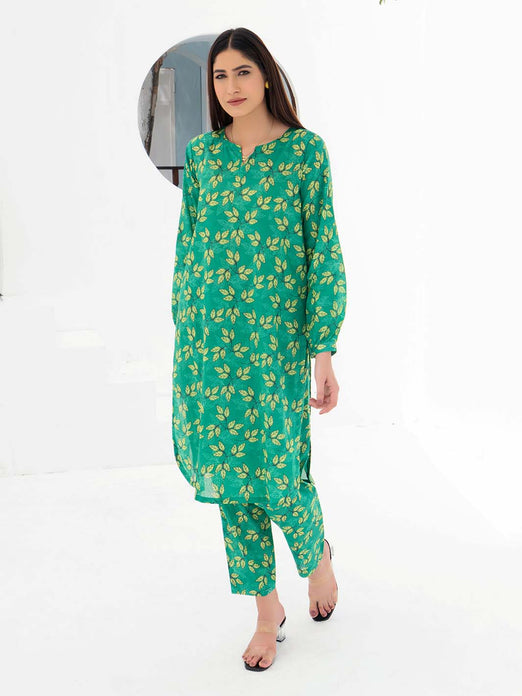 Green Printed Lawn Co-Ord