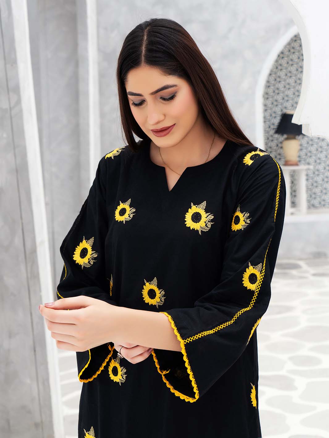 Sunflower Embroidered Lawn Suit